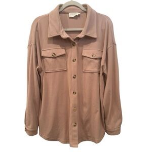 Women’s Shacket Light Pink Cozy Soft Fall Layer Neutral Staple Versatile Size M